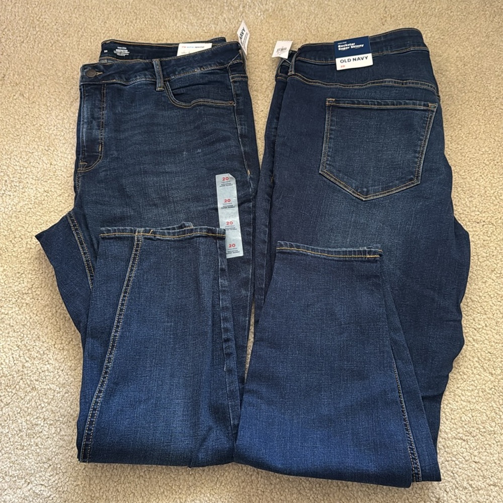 Old Navy 2 pair rockstar super skinny Dark blue denim, women’s size 20, NWT - Picture 4 of 4